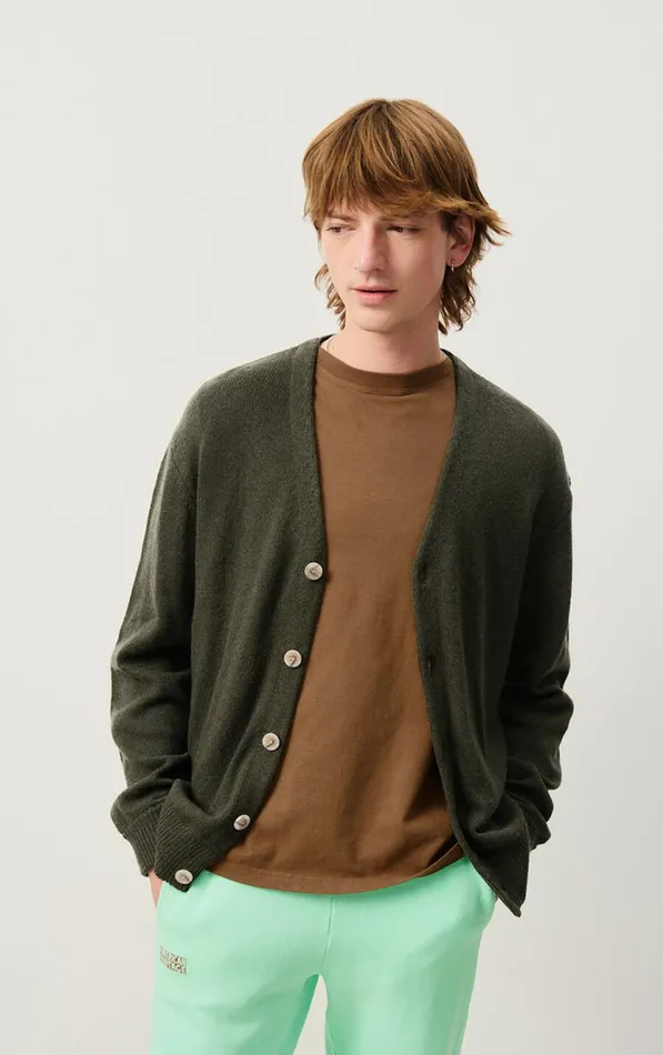Cardigan Falyday Seaweed Black Melange Men American Vintage Jumpers and Cardigans Cardigan Falyday Seaweed Black Melange Men American Vintage Jumpers and Cardigans