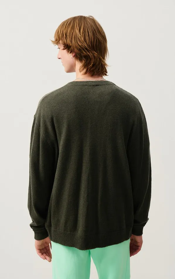 Cardigan Falyday Seaweed Black Melange Men American Vintage Jumpers and Cardigans