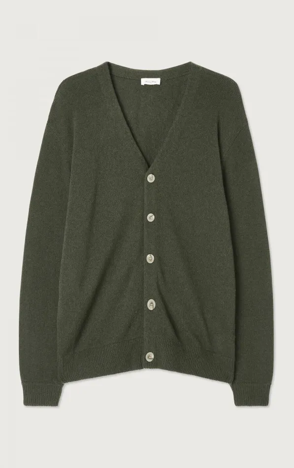 Cardigan Falyday Seaweed Black Melange Men American Vintage Jumpers and Cardigans