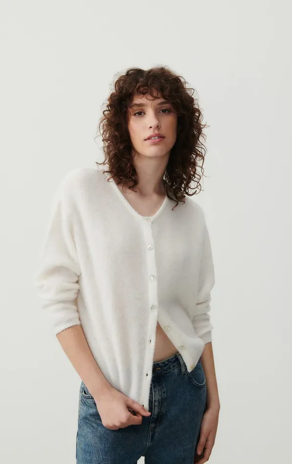 Cardigan Vitow White Women American Vintage Jumpers and Cardigans