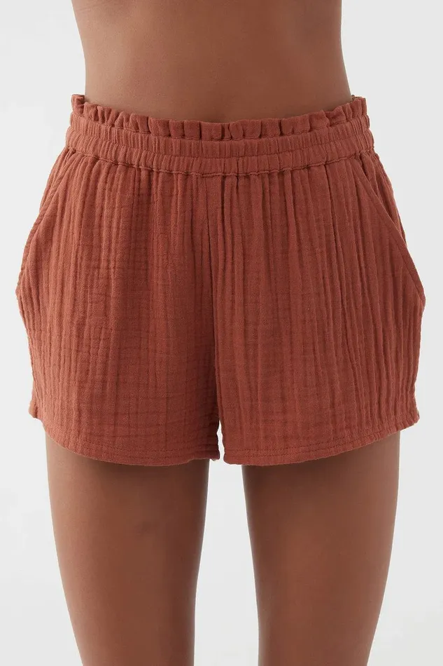CARLA CRINKLE DOUBLE GAUZE BEACH SHORTS Rustic Brown Women O039NEILL Collections