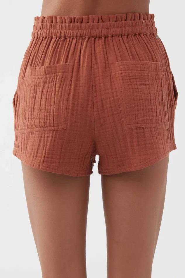 CARLA CRINKLE DOUBLE GAUZE BEACH SHORTS Rustic Brown Women O039NEILL Collections