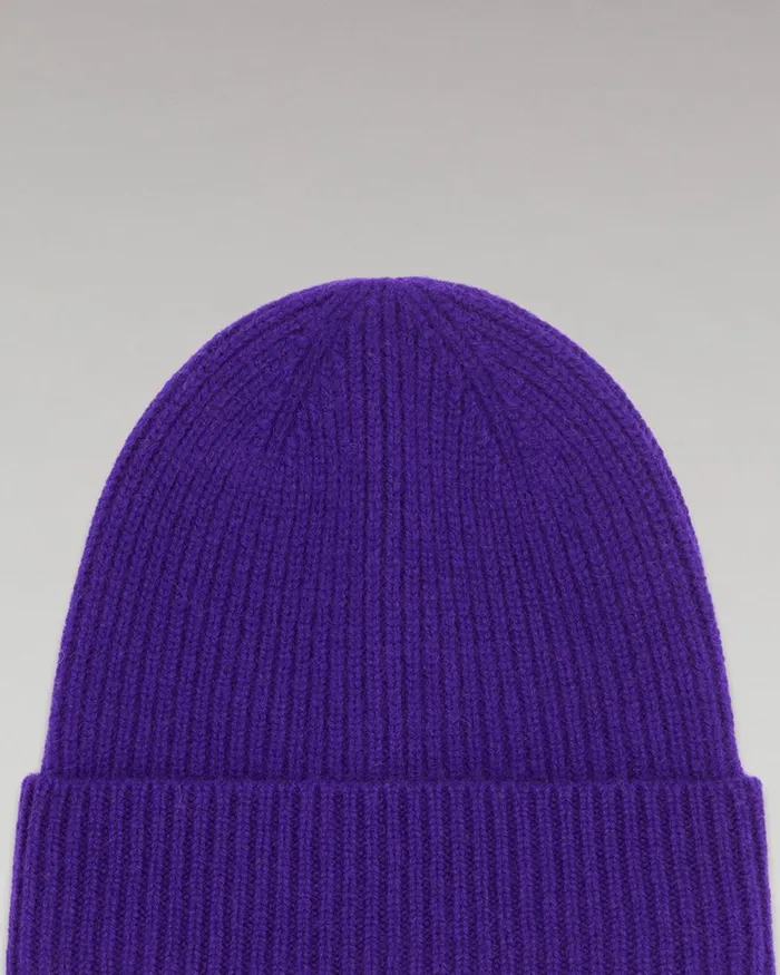 Cashmere Beanies From Future Cuffed Beanie With Small Ribs Winter Purple