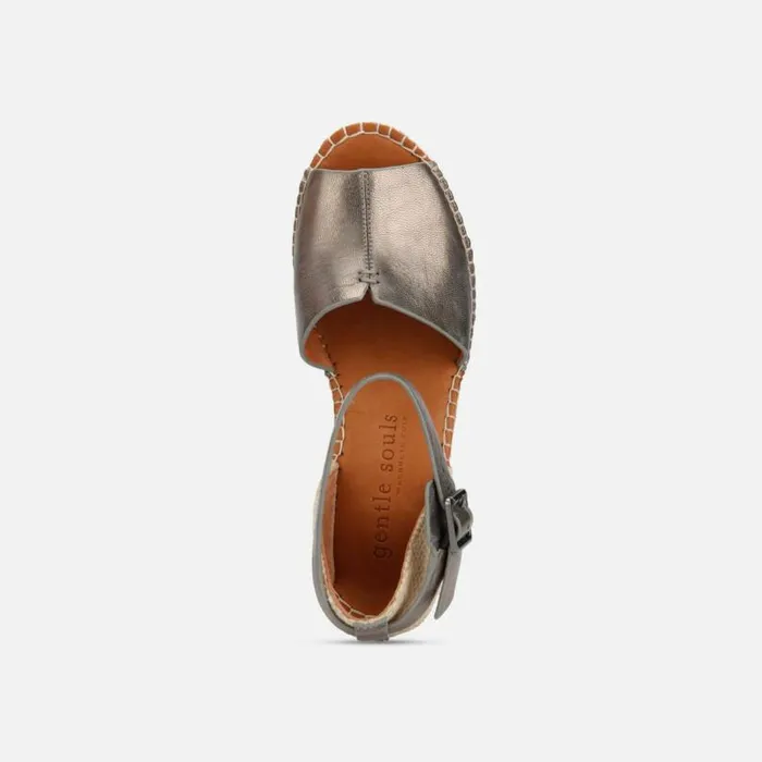 Charli Leather Floral Espadrille Wedge Pewter Women Kenneth Cole Gentle Souls