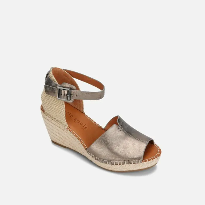 Charli Leather Floral Espadrille Wedge Pewter Women Kenneth Cole Gentle Souls