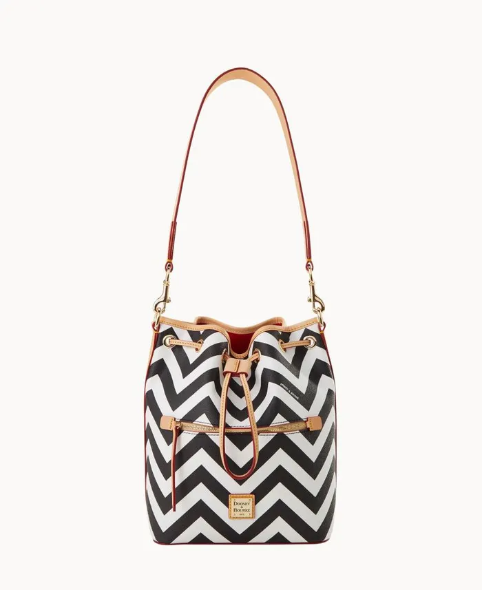 Chevron Drawstring Black Woman Dooney and Bourke Shoulder Bags