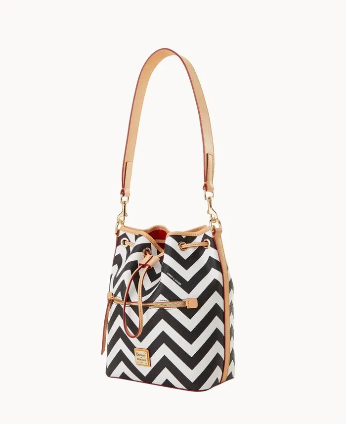 Chevron Drawstring Black Woman Dooney and Bourke Shoulder Bags
