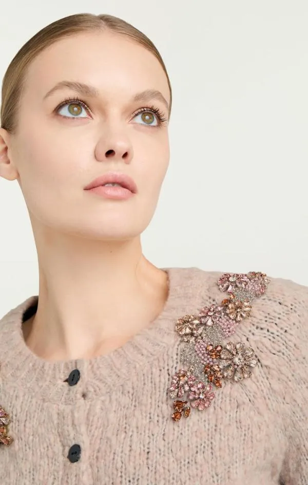 Cinq Sept Diamond Daisies Millie Cardigan Oyster Women Sweaters and Knits