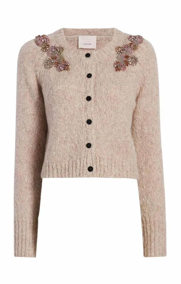 Cinq Sept Diamond Daisies Millie Cardigan Oyster Women Sweaters and Knits