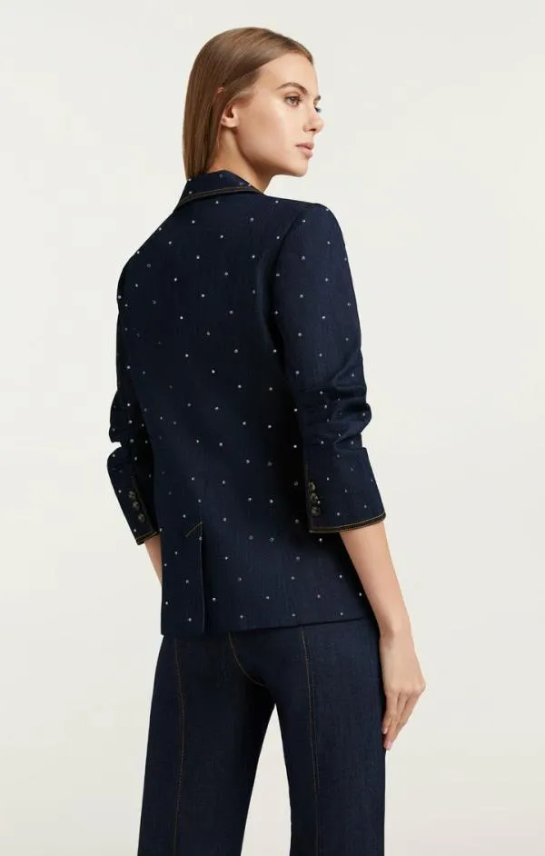 Cinq Sept Ditsy Rhinestone Khloe Blazer Indigo Women Denim