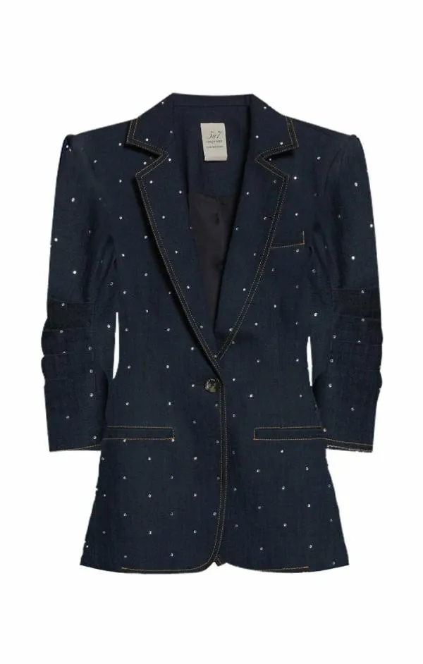 Cinq Sept Ditsy Rhinestone Khloe Blazer Indigo Women Denim