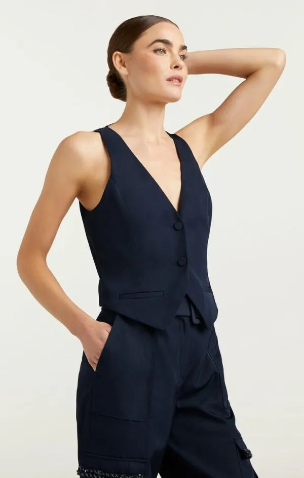 Cinq Sept Embellished Ellery Top Navywhite Women Long Sleeve Tops