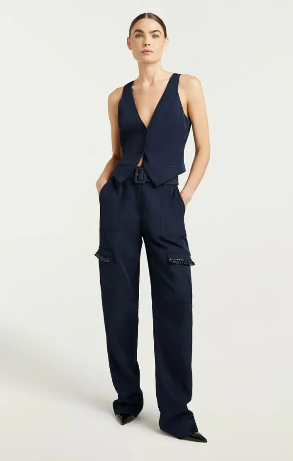 Cinq Sept Embellished Ellery Top Navywhite Women Long Sleeve Tops