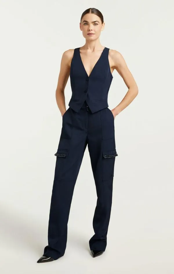 Cinq Sept Embellished Ellery Top Navywhite Women Long Sleeve Tops