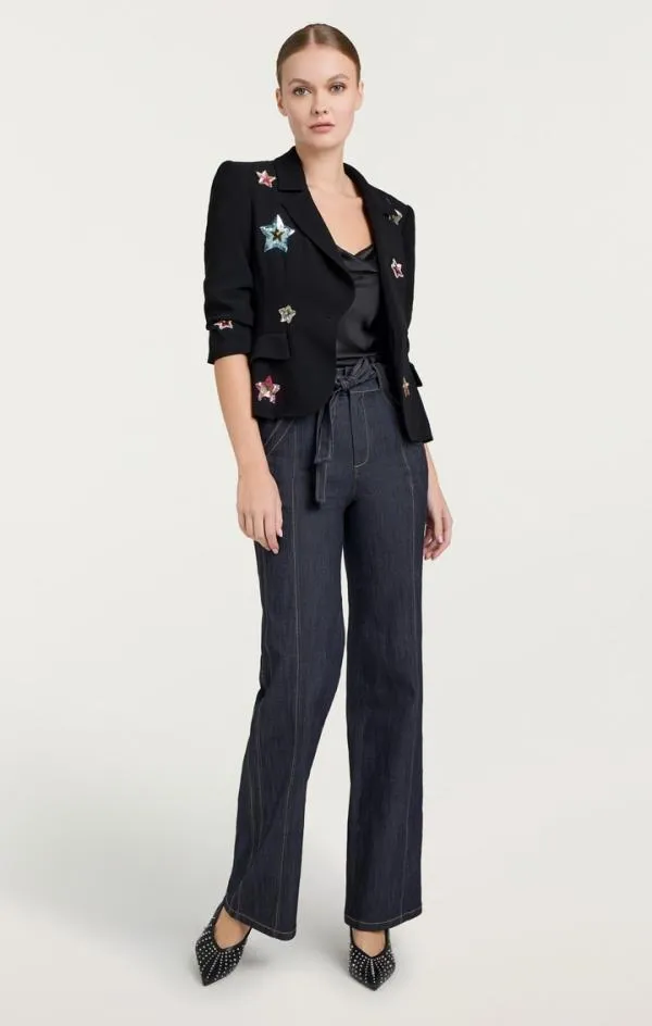Cinq Sept Sequin Star Le Petit Khloe Blazer Blackmulti Women Blazers