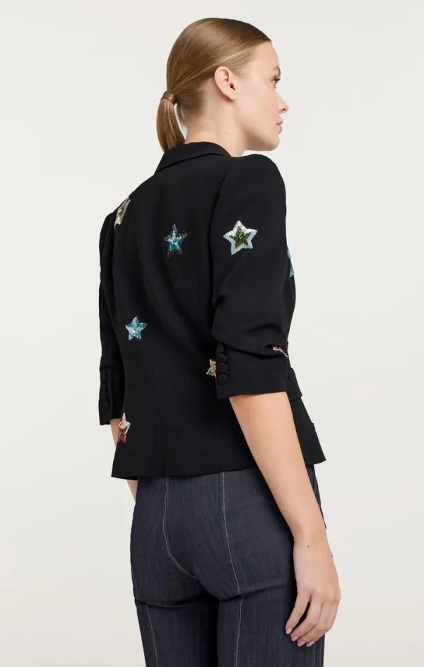 Cinq Sept Sequin Star Le Petit Khloe Blazer Blackmulti Women Blazers