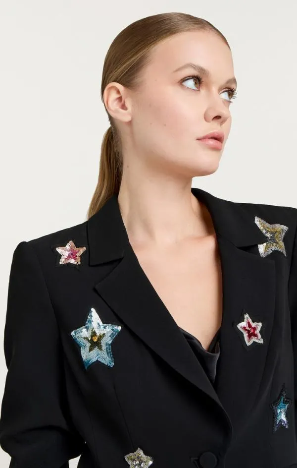 Cinq Sept Sequin Star Le Petit Khloe Blazer Blackmulti Women Blazers