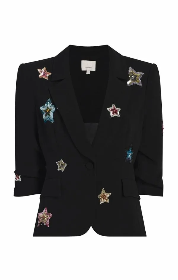 Cinq Sept Sequin Star Le Petit Khloe Blazer Blackmulti Women Blazers