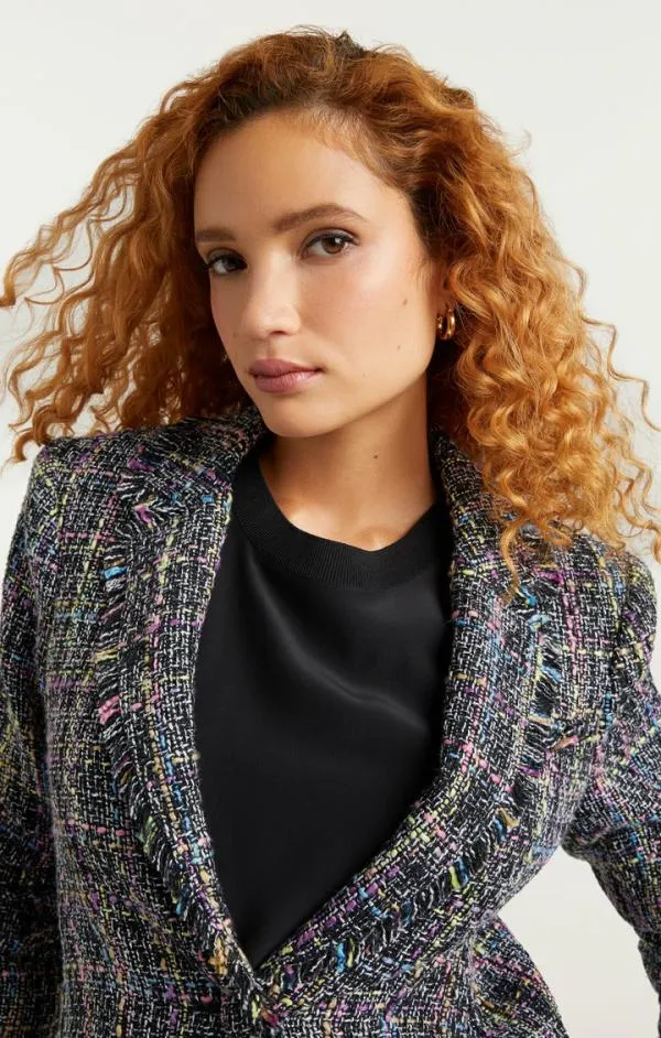 Cinq Sept Spacedye Tweed Khloe Blazer Black Multi Women Blazers