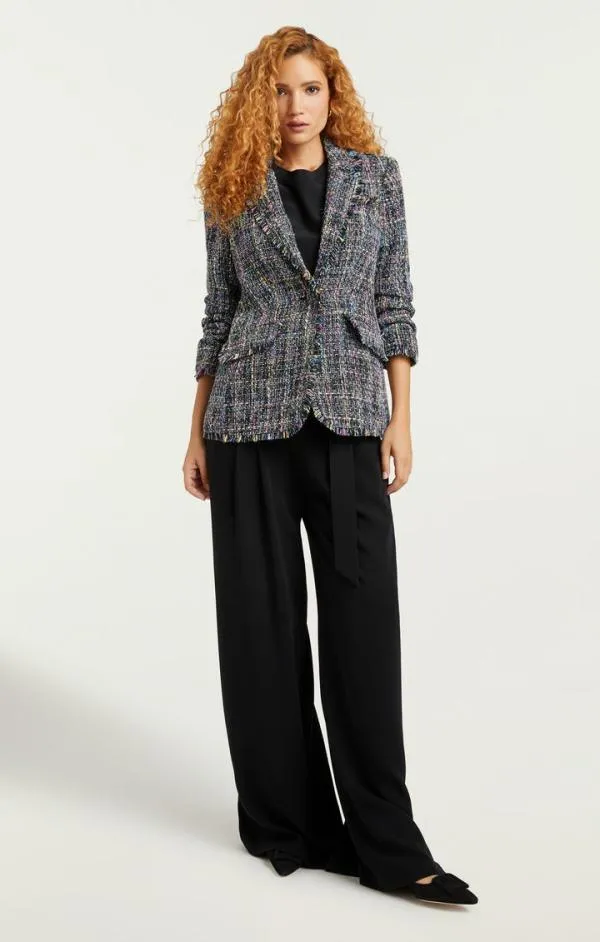 Cinq Sept Spacedye Tweed Khloe Blazer Black Multi Women Blazers