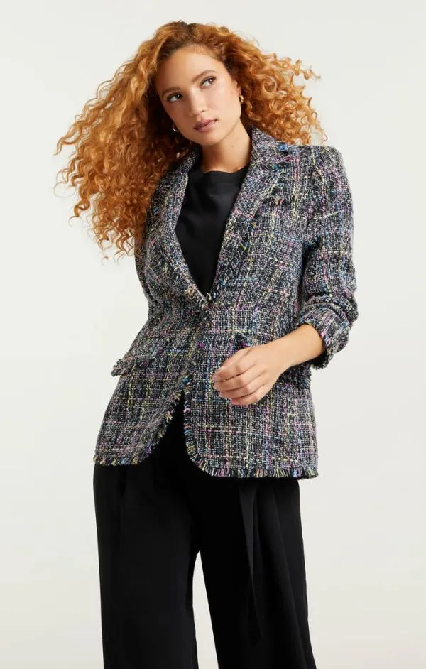 Cinq Sept Spacedye Tweed Khloe Blazer Black Multi Women Blazers