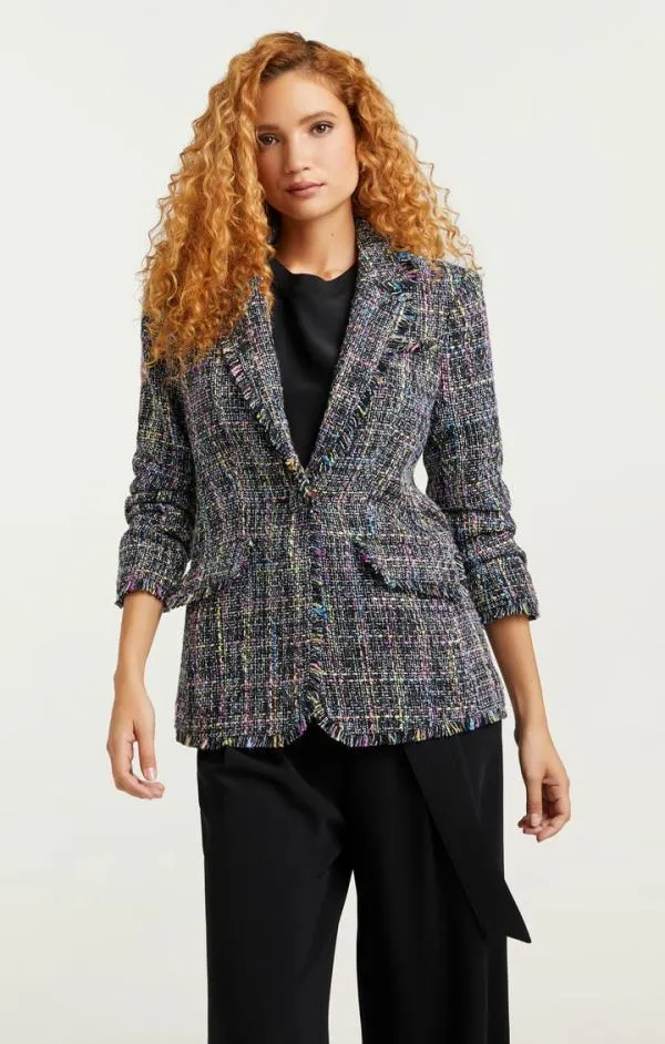 Cinq Sept Spacedye Tweed Khloe Blazer Black Multi Women Blazers