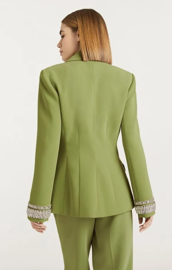 Cinq Sept Stacked Jewelry Embellished Cheyenne Blazer Moss Women Blazers