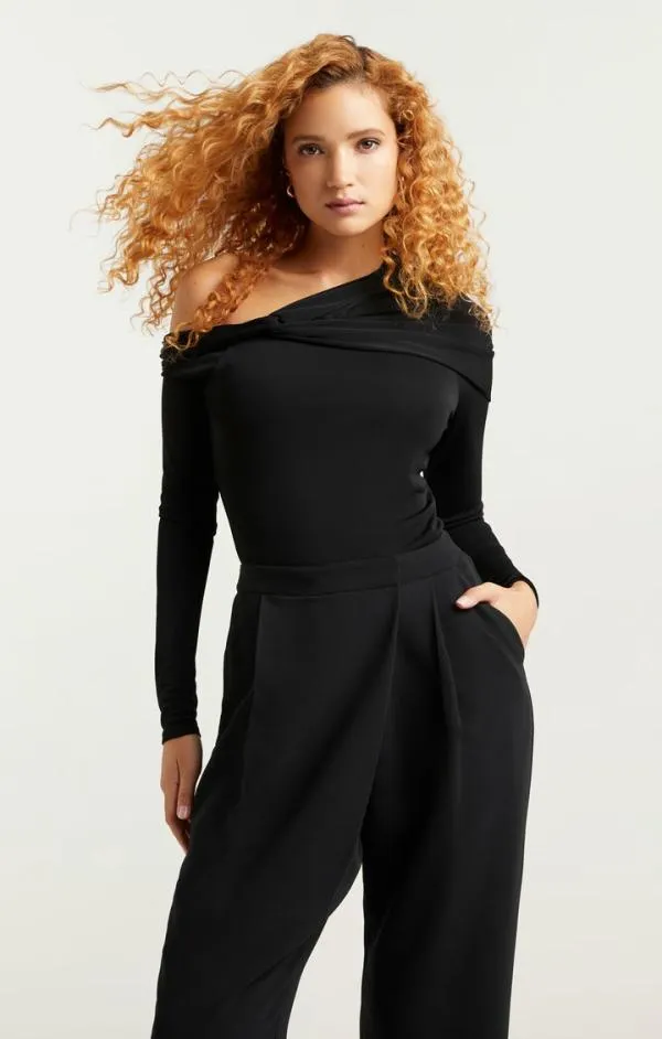 Cinq Sept Zaya Top Black Women Long Sleeve Tops