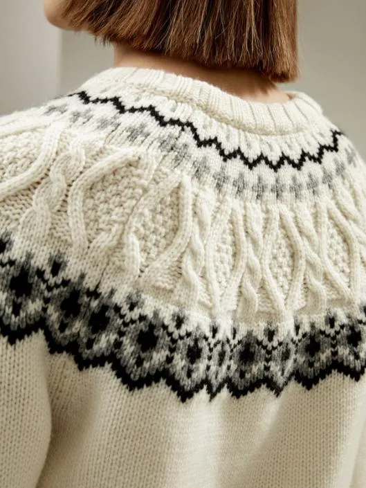 Classic Fair Isle Crewneck Sweater Women Lilysilk Knitwear