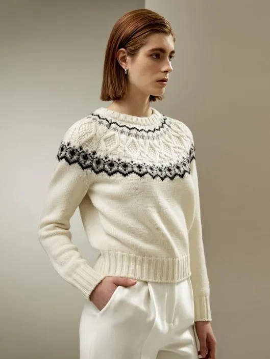 Classic Fair Isle Crewneck Sweater Women Lilysilk Knitwear