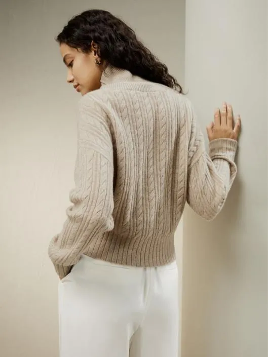 Clssic Cable Knit Turtleneck Sweater Women Lilysilk Essentials