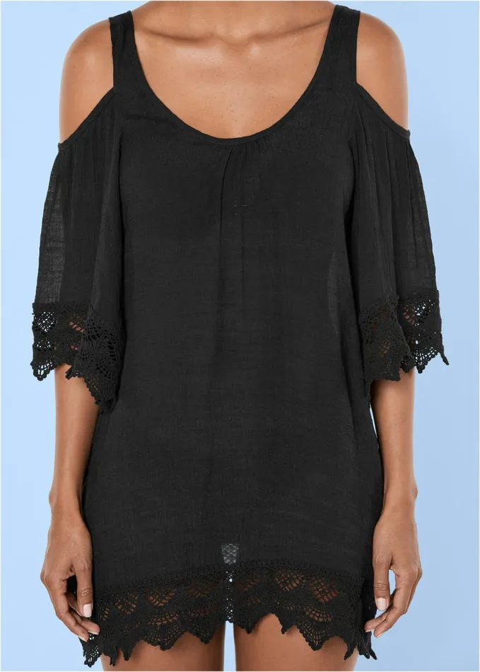 Coldshoulder Coverup Black Women VENUS Casual Dresses
