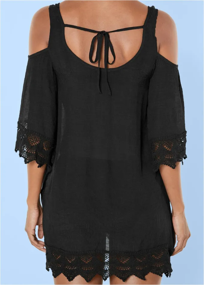 Coldshoulder Coverup Black Women VENUS Casual Dresses