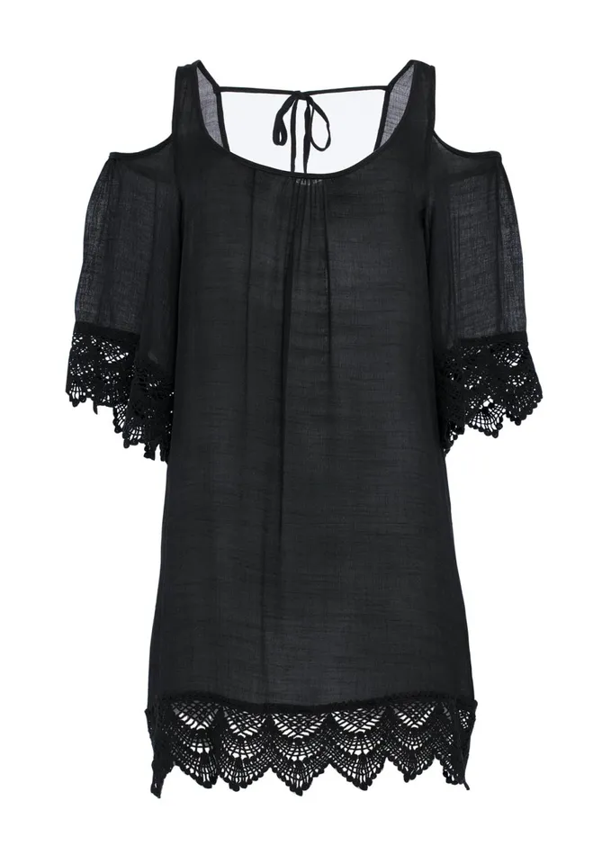 Coldshoulder Coverup Black Women VENUS Casual Dresses
