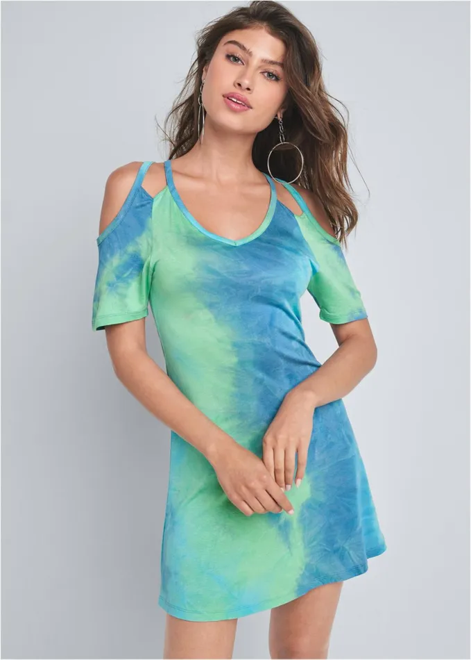 Coldshoulder Dress Blue Multi Women VENUS Sundresses