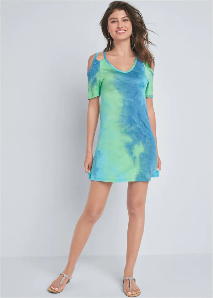 Coldshoulder Dress Blue Multi Women VENUS Sundresses