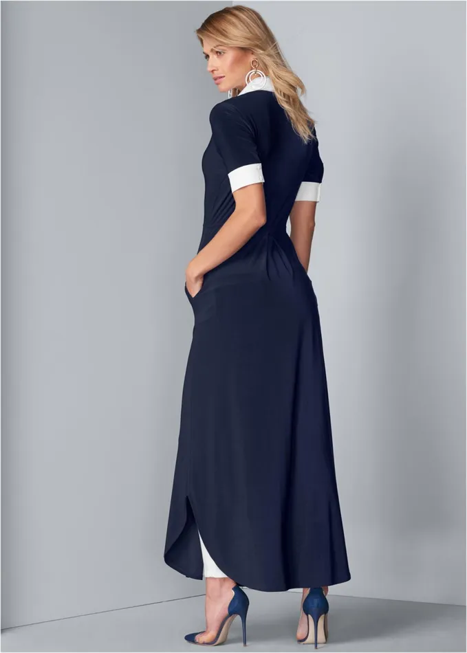 COLLARED MAXI TOP Navy Women VENUS Night Out Tops