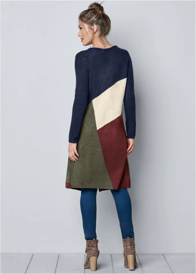 COLOR BLOCK CARDIGAN Navy Multi Women VENUS Cardigans and Dusters