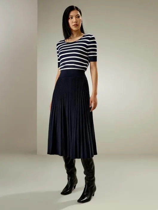 Contrasting Color Striped Silk Knit Crop Top Women Lilysilk Tops