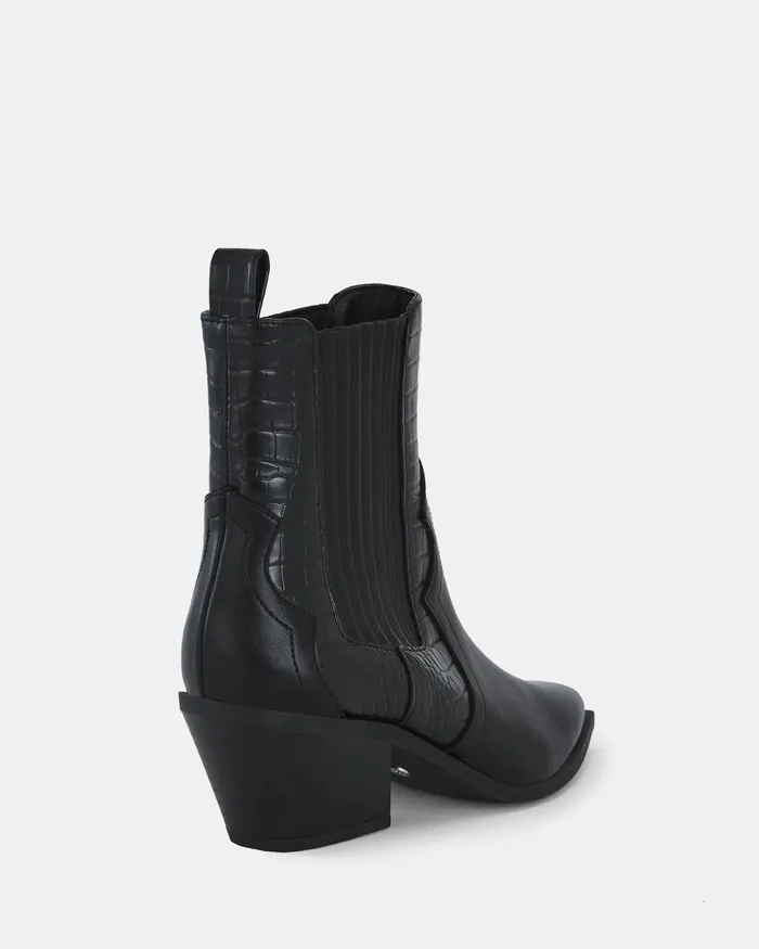 Cowboy Boots NOVO Shoes Women HOGGLE BLACK Slip On Boots