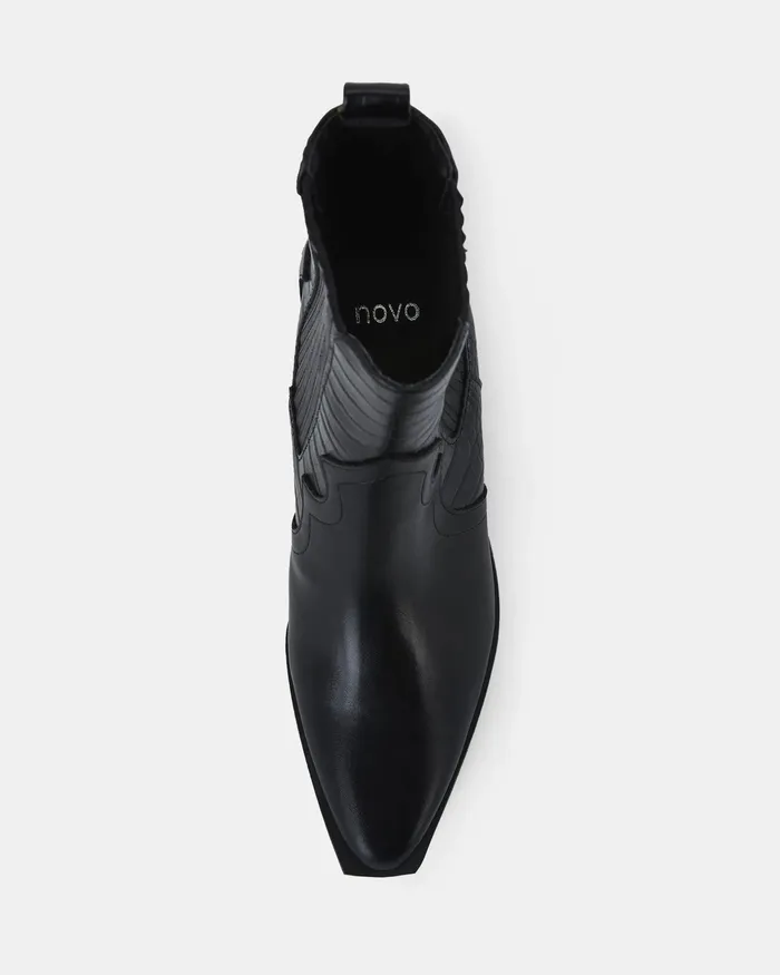 Cowboy Boots NOVO Shoes Women HOGGLE BLACK Slip On Boots