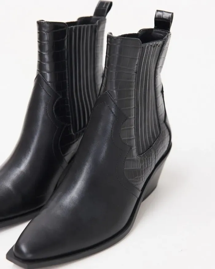 Cowboy Boots NOVO Shoes Women HOGGLE BLACK Slip On Boots