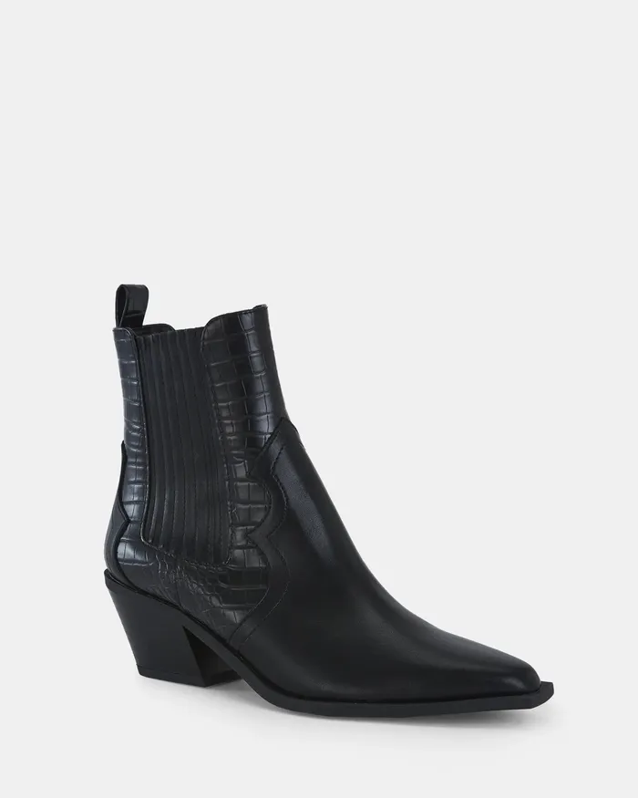 Cowboy Boots NOVO Shoes Women HOGGLE BLACK Slip On Boots