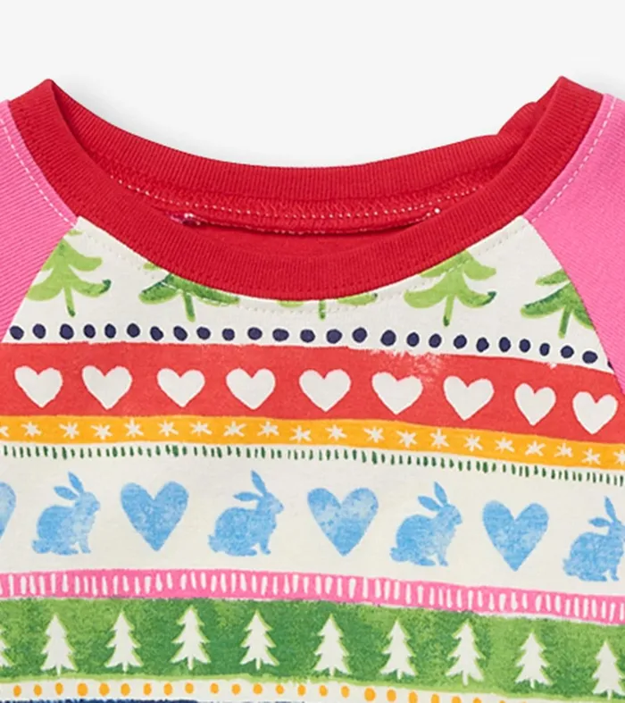 Cream Painted Fair Isle Raglan Kids Organic Cotton Pajama Set Hatley