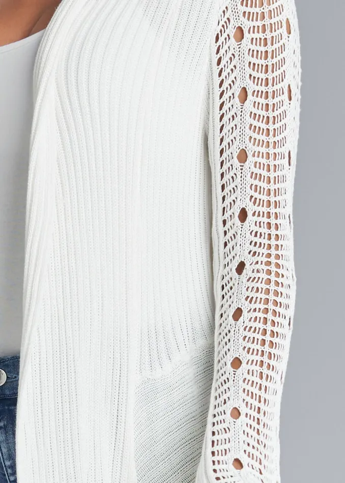 CROCHET SLEEVE DUSTER White Women VENUS Cardigans and Dusters