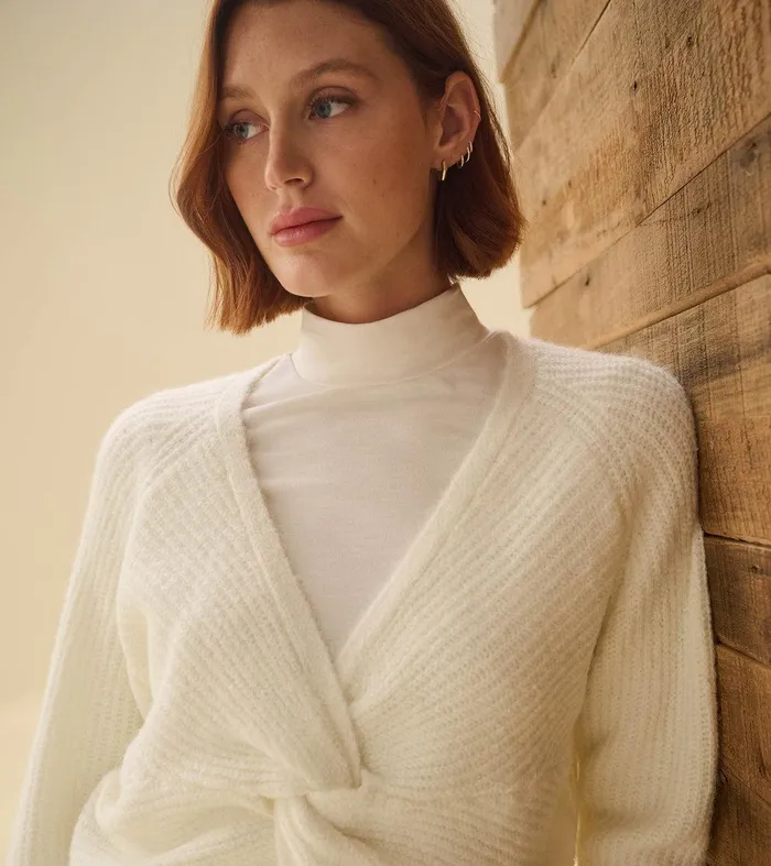 Cross Over Sweater 8211 Winter White Hatley