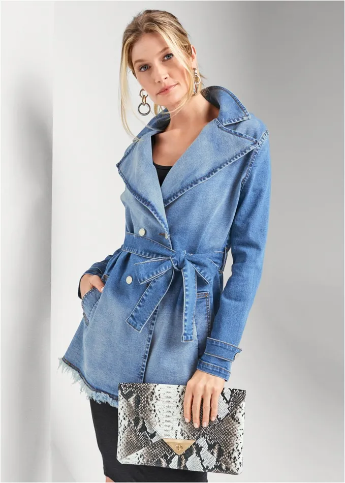 DENIM TRENCH COAT Light Wash Women VENUS Denim