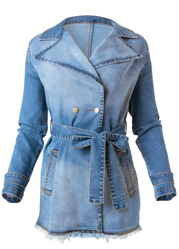 DENIM TRENCH COAT Light Wash Women VENUS Denim