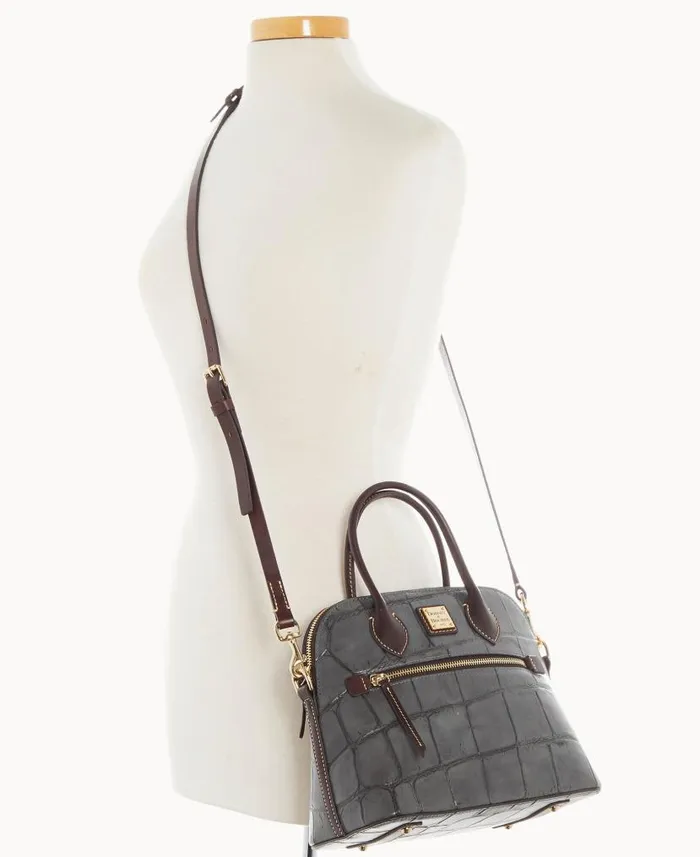 Denison Domed Satchel Smoke Grey Woman Dooney and Bourke Satchels Denison Domed Satchel Smoke Grey Woman Dooney and Bourke Satchels