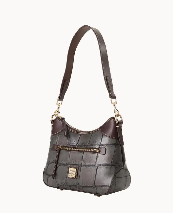 Denison Small Hobo Smoke Grey Woman Dooney and Bourke Shoulder Bags Denison Small Hobo Smoke Grey Woman Dooney and Bourke Shoulder Bags